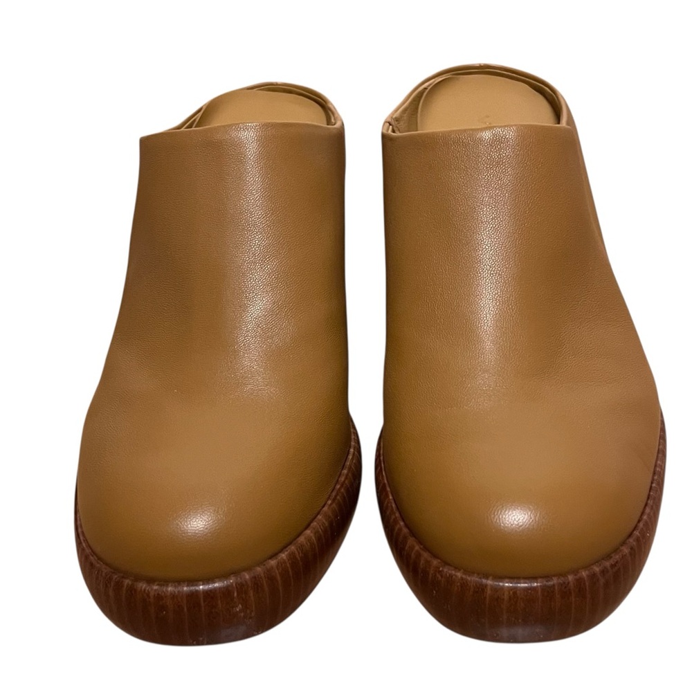 Vince Navina Leather Platform Clogs Tan Brown Block Heel Mule Minimalist — 9.5 - Picture 8 of 16